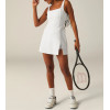 Women's square neck side slit tennis dress with built in shorts athletic fit tennis clothing
