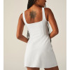 Women's square neck side slit tennis dress with built in shorts athletic fit tennis clothing
