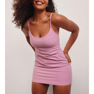 Women's scoop neck one piece sports dress with built in shorts adjustable strap mini length tennis clothing