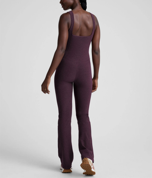 Women's wide strap square neck bootcut jumpsuits with removable padding