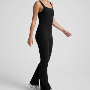 Women's wide strap square neck bootcut jumpsuits with removable padding