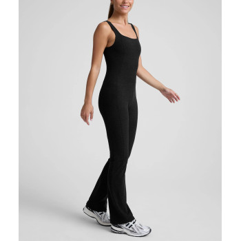 Women's wide strap square neck bootcut jumpsuits with removable padding