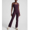 Women's wide strap square neck bootcut jumpsuits with removable padding