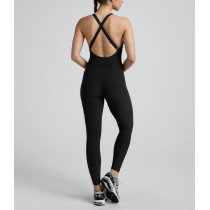 Classic back cross strap butt lifting jumpsuits high stretchy flattering sporty bodysuits