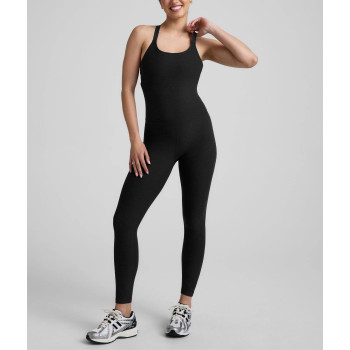 Classic back cross strap butt lifting jumpsuits high stretchy flattering sporty bodysuits