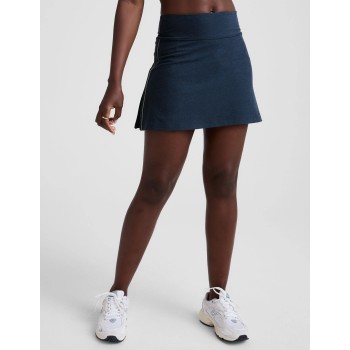 High waist piped A line sports skirts for women with built in shorts