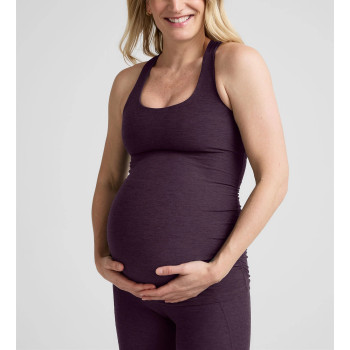Women'a wide strap square neck side cinched maternity sports tank