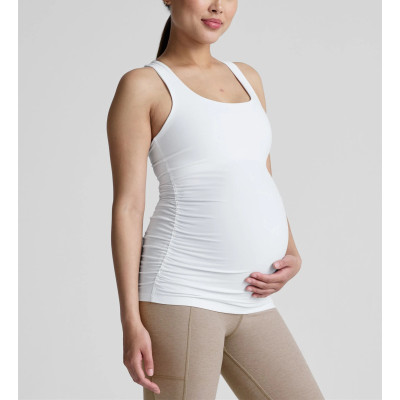 Women'a wide strap square neck side cinched maternity sports tank