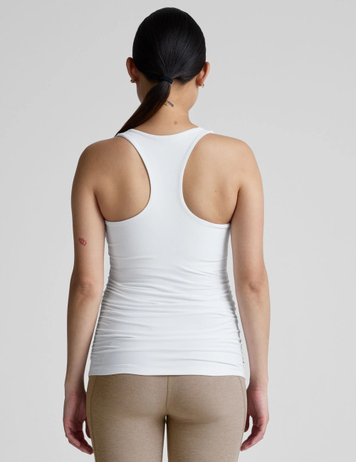 Women'a wide strap square neck side cinched maternity sports tank