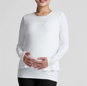 Women's crew neck long sleeve maternity t shirts breathable pregnant tees for women