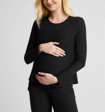 Women's crew neck long sleeve maternity t shirts breathable pregnant tees for women