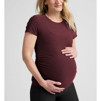 Short sleeve cinched pregnant tee for women slim fit maternity top