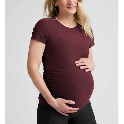 Short sleeve cinched pregnant tee for women slim fit maternity top
