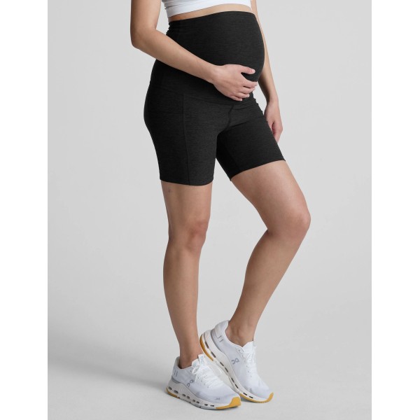 High waist maternity biker shorts with side pockets