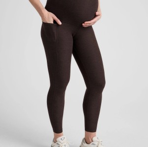 High waist buttery soft maternity leggings with side pockets custom logo pregnant full length tights