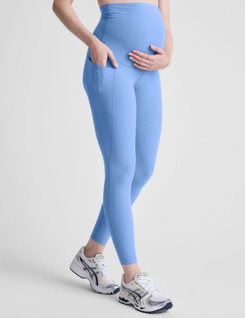 High waist buttery soft maternity leggings with side pockets custom logo pregnant full length tights
