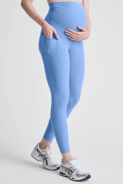 High waist buttery soft maternity leggings with side pockets custom logo pregnant full length tights