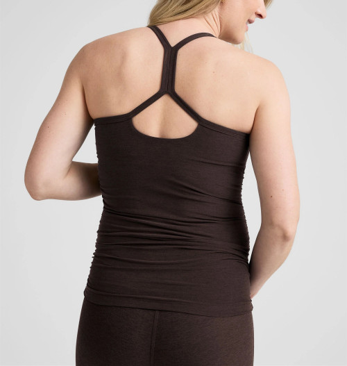 Scoop neck maternity tank with racerback side ruched super stretchy pregnant top