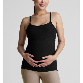 Scoop neck maternity tank with racerback side ruched super stretchy pregnant top