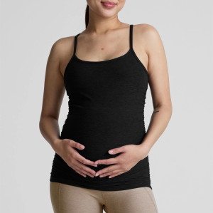 Scoop neck maternity tank with racerback side ruched super stretchy pregnant top