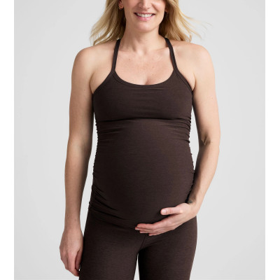 Scoop neck maternity tank with racerback side ruched super stretchy pregnant top