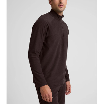 Men's long sleeve quarter zip sweatshirts with side pockets polo neck slim fit pullover