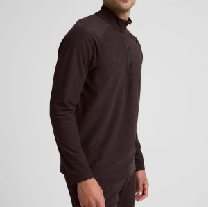 Men's long sleeve quarter zip sweatshirts with side pockets polo neck slim fit pullover