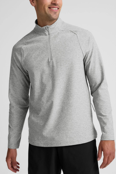 Men's long sleeve quarter zip sweatshirts with side pockets polo neck slim fit pullover