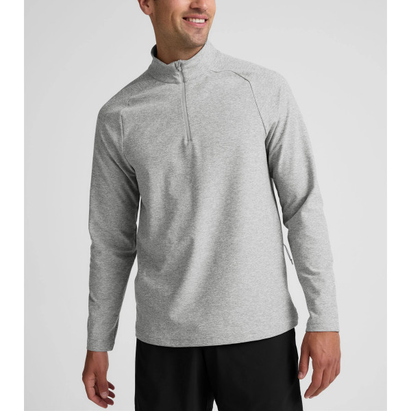 Men's long sleeve quarter zip sweatshirts with side pockets polo neck slim fit pullover