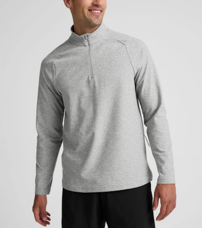 Men's long sleeve quarter zip sweatshirts with side pockets polo neck slim fit pullover