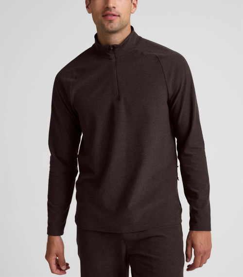 Men's long sleeve quarter zip sweatshirts with side pockets polo neck slim fit pullover