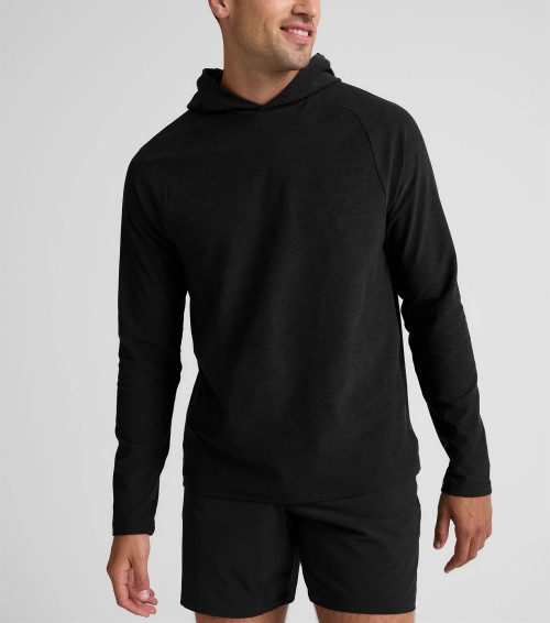 Men's long sleeve hooded sports tees light weight stretchy training hoodies