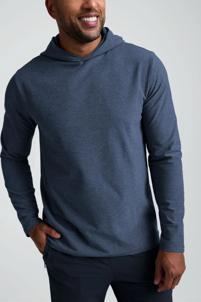 Men's long sleeve hooded sports tees light weight stretchy training hoodies