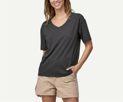 Women's light weight v neck short sleeve t shirts breathable relaxed fit gym top