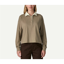 Women's long sleeve polo shirt drop shoulder relaxed fit pullovers