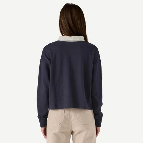 Women's long sleeve polo shirt drop shoulder relaxed fit pullovers