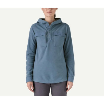 Women's functional snap button fleece hoodies regular fit hip length hooded pullover