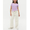 Crew neck ribbed short sleeve t shirts for girls regular fit super stretchy tees