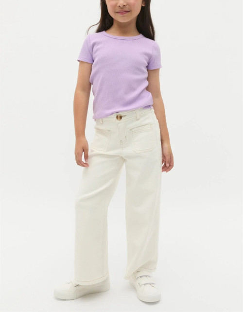 Crew neck ribbed short sleeve t shirts for girls regular fit super stretchy tees