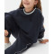 Girls crew neck piped sweatshirts oversized long sleeve pullovers