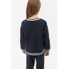 Girls crew neck piped sweatshirts oversized long sleeve pullovers
