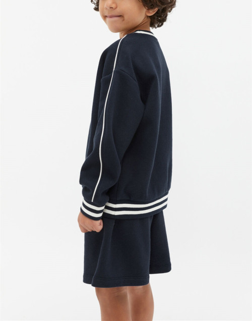 Girls crew neck piped sweatshirts oversized long sleeve pullovers