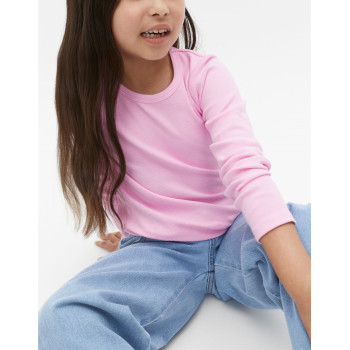 Girls long sleeve basic tee crew neck ribbed t shirts