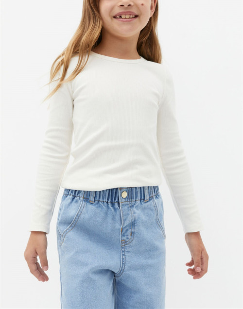 Girls long sleeve basic tee crew neck ribbed t shirts