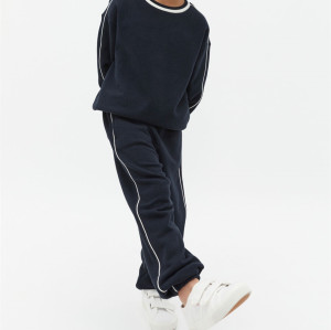 Girls piped sweatpants with pockets relaxed fit cotton fleece running joggers