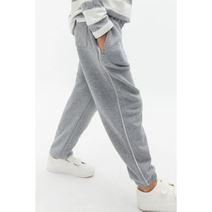 Girls piped sweatpants with pockets relaxed fit cotton fleece running joggers
