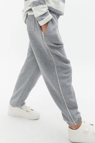 Girls piped sweatpants with pockets relaxed fit cotton fleece running joggers