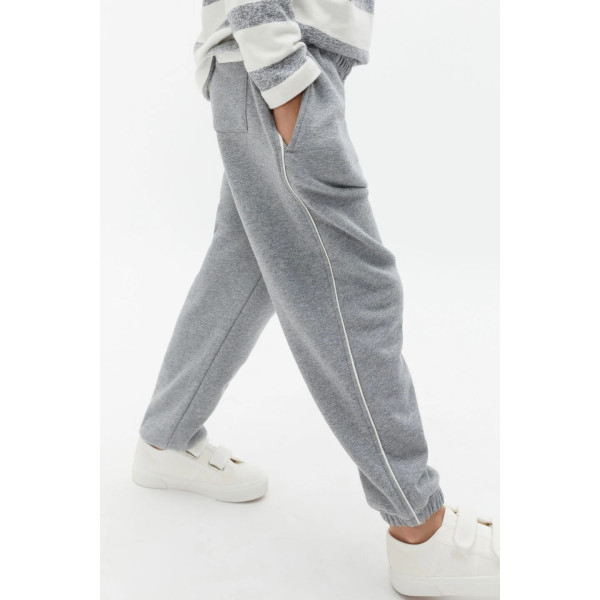 Girls piped sweatpants with pockets relaxed fit cotton fleece running joggers