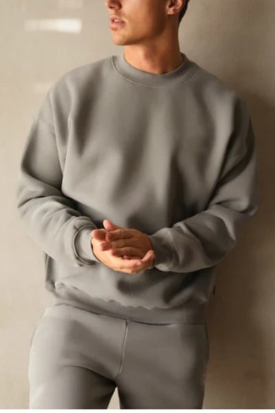 Men's crew neck oversized sweatshirts drop shoulder cotton jumpers