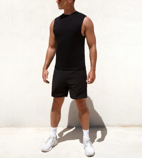 Crew neck musle tank for men slim fit sleeveless cotton top